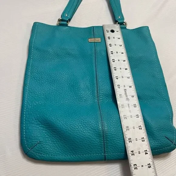 Cole Haan Blue Leather Tote Purse Handbag - Picture 5 of 10